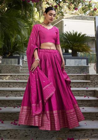 Picture of Delightful Chiffon Medium Violet Red Lehenga Choli