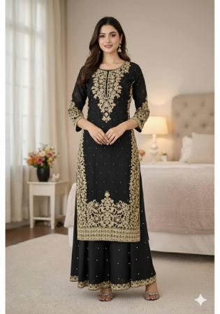 Picture of Nice Silk Black Readymade Salwar Kameez