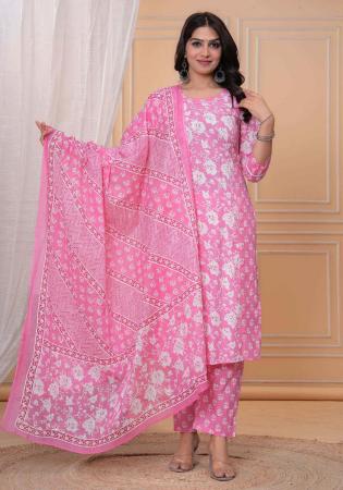 Picture of Cotton & Silk Pale Violet Red Readymade Salwar Kameez
