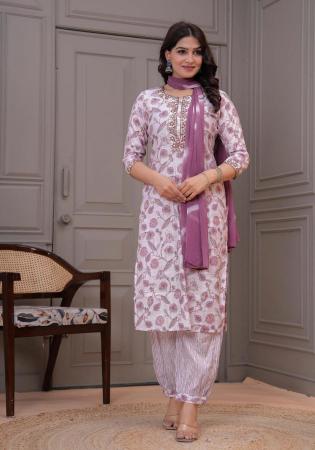 Picture of Cotton & Silk Dark Grey Readymade Salwar Kameez