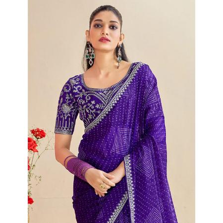 Picture of Stunning Chiffon Indigo Saree