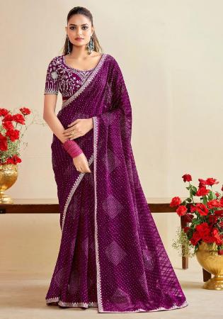 Picture of Marvelous Chiffon Saddle Brown Saree