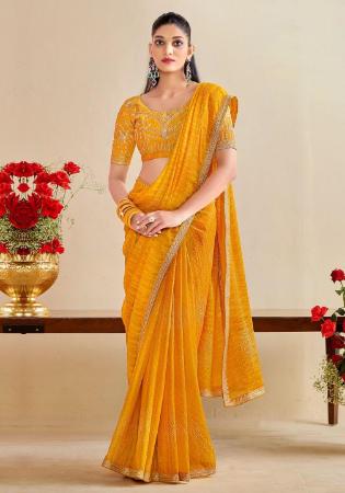 Picture of Wonderful Chiffon Orange Saree