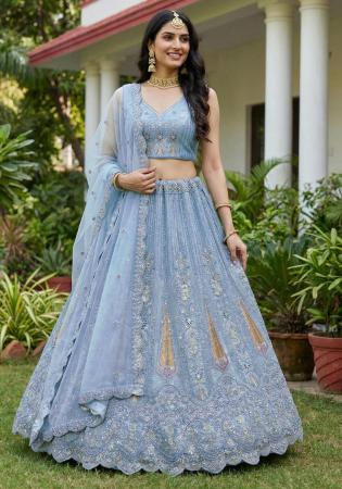 Picture of Radiant Net Light Steel Blue Lehenga Choli