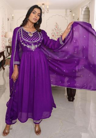 Picture of Resplendent Silk Indigo Readymade Salwar Kameez