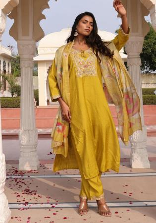 Picture of Bewitching Silk Golden Rod Readymade Salwar Kameez