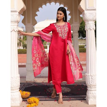 Picture of Resplendent Silk Hot Pink Readymade Salwar Kameez