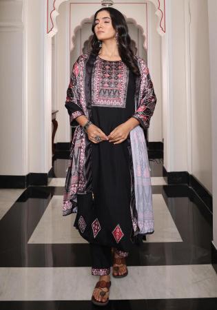 Picture of Fascinating Silk Black Readymade Salwar Kameez
