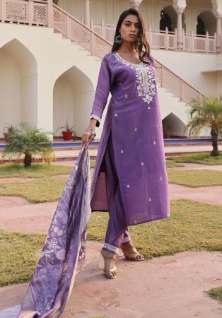 Picture of Grand Silk Dark Slate Blue Readymade Salwar Kameez