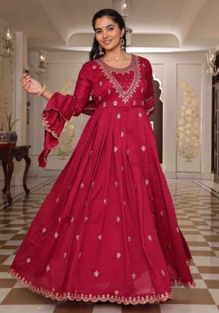Picture of Statuesque Silk Fire Brick Readymade Salwar Kameez