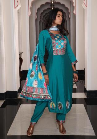 Picture of Sightly Silk Teal Readymade Salwar Kameez