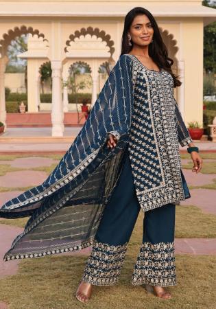 Picture of Enticing Silk Dark Slate Grey Readymade Salwar Kameez