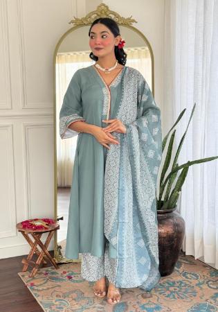 Picture of Rayon Light Slate Grey Readymade Salwar Kameez