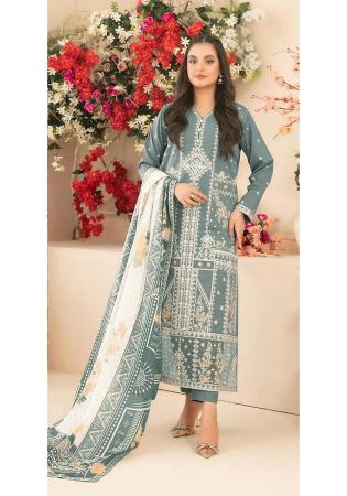 Picture of Charming Cotton Sea Green Straight Cut Salwar Kameez