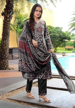 Picture of Cotton & Silk Black Readymade Salwar Kameez