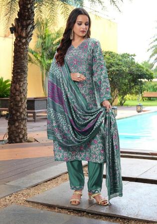 Picture of Cotton & Silk Dark Sea Green Readymade Salwar Kameez