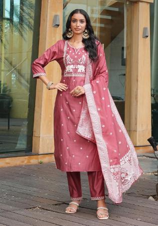 Picture of Cotton & Silk Pale Violet Red Readymade Salwar Kameez