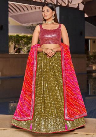Picture of Comely Georgette Pale Violet Red Lehenga Choli