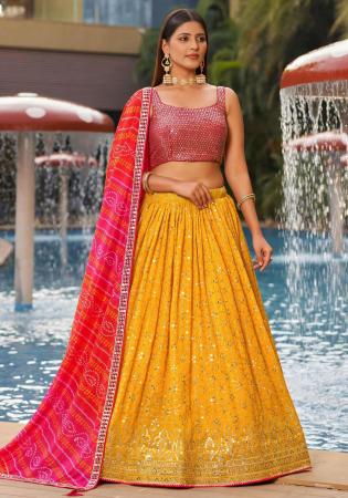 Picture of Stunning Georgette Pale Violet Red Lehenga Choli