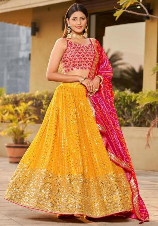 Picture of Comely Georgette Dark Salmon Lehenga Choli