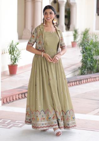 Picture of Pretty Silk Rosy Brown Readymade Gown