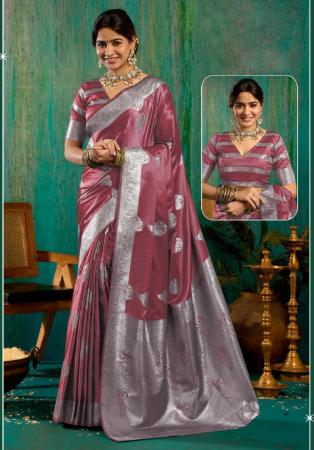 Picture of Resplendent Satin & Silk Indian Red Saree