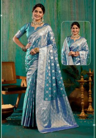 Picture of Amazing Satin & Silk Light Slate Grey Saree