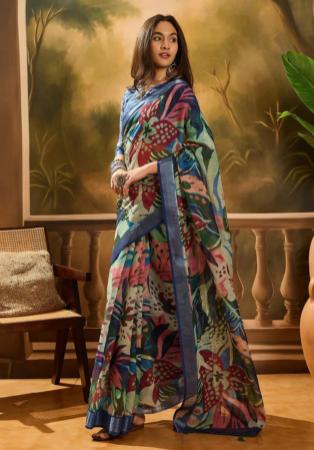 Picture of Nice Cotton & Linen Dark Slate Grey Saree