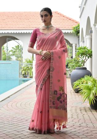 Picture of Superb Cotton Pink Saree
