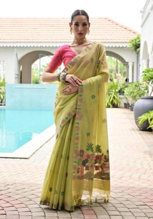Picture of Fine Cotton Olive Drab Saree