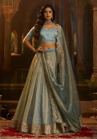 Picture of Elegant Silk Steel Blue Lehenga Choli