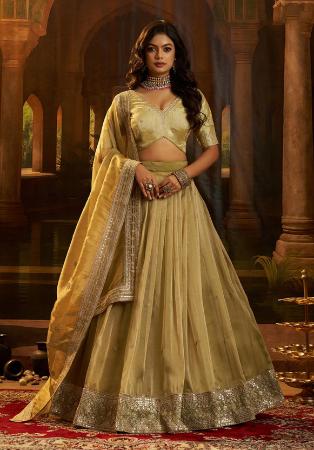Picture of Resplendent Silk Dark Khaki Lehenga Choli