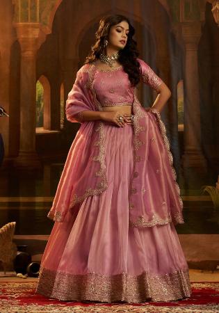 Picture of Well Formed Silk Rosy Brown Lehenga Choli