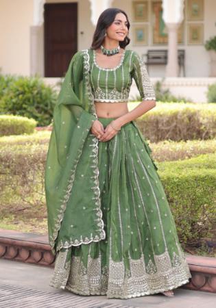 Picture of Radiant Silk Dark Olive Green Lehenga Choli
