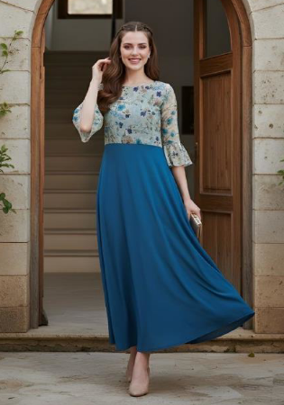 Picture of Crepe & Georgette Midnight Blue Readymade Gown