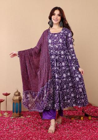 Picture of Magnificent Rayon Purple Readymade Salwar Kameez