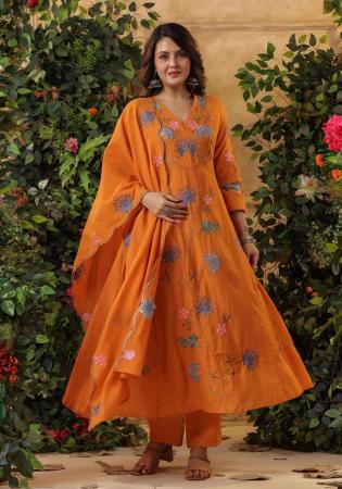 Picture of Splendid Chiffon Orange Readymade Salwar Kameez