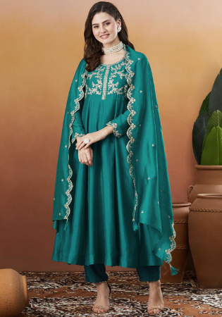 Picture of Comely Silk Light Sea Green Readymade Salwar Kameez