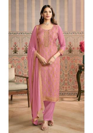 Picture of Chiffon Light Coral Straight Cut Salwar Kameez