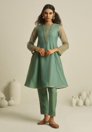 Picture of Shapely Chiffon Dark Sea Green Kurtis & Tunic