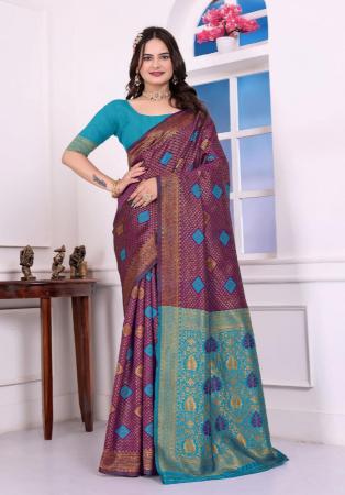 Picture of Beauteous Silk Fuchsia Saree