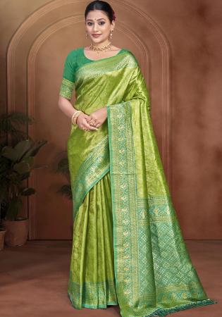 Picture of Delightful Silk Yellow Green Saree
