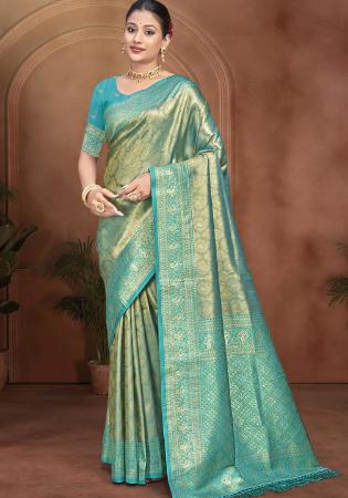 Picture of Good Looking Silk Steel Blue Saree