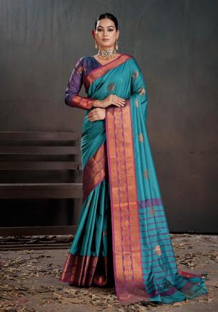 Picture of Alluring Silk Sea Green Saree