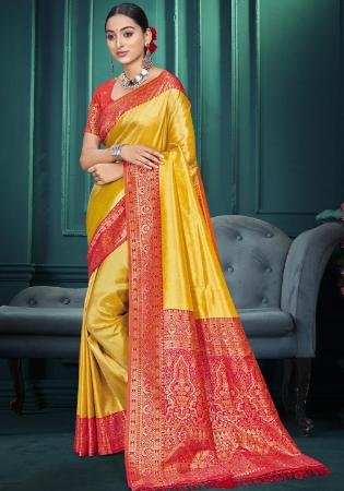 Picture of Sightly Silk Dark Golden Rod Saree