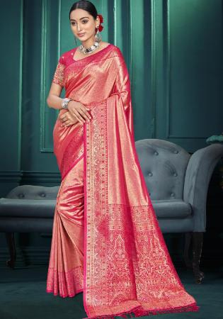 Picture of Graceful Silk Dark Salmon Saree