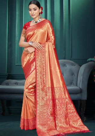 Picture of Enticing Silk Orange Saree