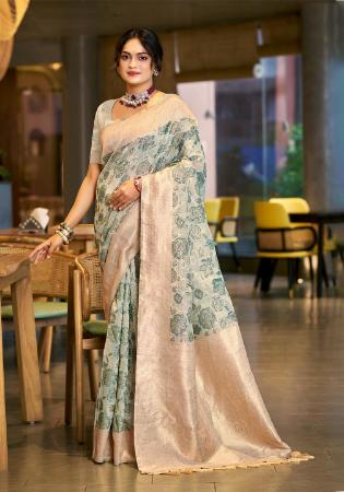 Picture of Ravishing Cotton & Silk Dark Sea Green Saree