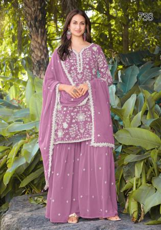 Picture of Georgette Rosy Brown Straight Cut Salwar Kameez