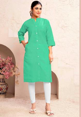 Picture of Amazing Cotton Medium Sea Green Kurtis & Tunic